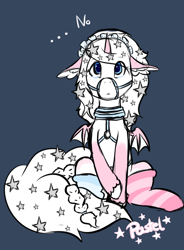 Size: 2250x3061 | Tagged: safe, artist:otpl, artist:pastel-pony-princess, oc, oc only, oc:pastel princess, pony, bridle, clothes, feathered ears, female, hairpin, harness, long tail, looking at you, mare, sitting, small wings, socks, solo, stars, stockings, striped socks, tack, thigh highs, unibat, unshorn fetlocks