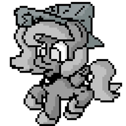 Size: 2048x2048 | Tagged: safe, artist:narmet, princess luna, alicorn, pony, cartographer's cap, filly, grayscale, hat, monochrome, moonstuck, pixel art, simple background, solo, transparent background, woona