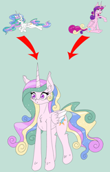 Size: 500x782 | Tagged: safe, artist:deusexequus, princess cadance, princess celestia, fusion, simple background