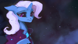 Size: 1920x1080 | Tagged: safe, artist:hierozaki, derpibooru import, trixie, pony, unicorn, cape, clothes, digital art, hat, night, sky, solo, traditional art, trixie's cape, trixie's hat