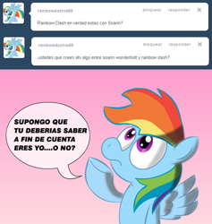 Size: 762x803 | Tagged: safe, artist:benja, rainbow dash, pegasus, pony, ask-ask-the-ponies, spanish, tumblr