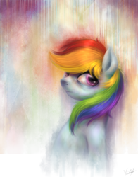 Size: 900x1150 | Tagged: safe, artist:ventious, rainbow dash, pegasus, pony, bust, female, mare, signature, solo