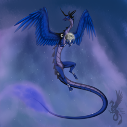 Size: 3000x3000 | Tagged: safe, artist:suicidestorm, princess luna, dragon, dragoness, dragonified, feathered dragon, female, lunadragon, moon, solo, species swap, tangible heavenly object