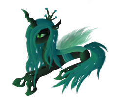 Size: 2200x1900 | Tagged: safe, artist:fancymareinblue, queen chrysalis, changeling, changeling queen, female, hair over one eye, solo