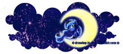 Size: 800x351 | Tagged: safe, artist:mana-kyusai, princess luna, alicorn, pony, moon, solo, stars, tangible heavenly object