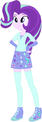 Size: 202x579 | Tagged: safe, artist:ra1nb0wk1tty, starlight glimmer, equestria girls, clothes, cute, fingerless gloves, gloves, hand on hip, shoes, simple background, skirt, socks, solo, thigh highs, white background