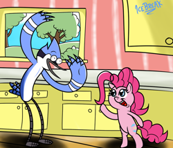 Size: 900x771 | Tagged: safe, artist:icebreak23, pinkie pie, earth pony, pony, crossover, mordecai, regular show