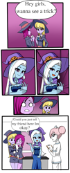 Size: 810x2000 | Tagged: safe, artist:nekojackun, derpibooru import, fuchsia blush, lavender lace, nurse redheart, trixie, equestria girls, comic, dialogue, magic trick, trixie and the illusions