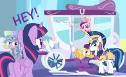 Size: 1350x825 | Tagged: safe, artist:dm29, flash sentry, princess cadance, shining armor, twilight sparkle, twilight sparkle (alicorn), alicorn, pony, unicorn, abduction, carriage, caught, cloth gag, crystal empire, female, frown, gag, glare, husbando thief, implied flashlight, kidnapped, mare, open mouth, plot, royal guard, stallion in distress, tied up, wide eyes