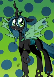 Size: 752x1063 | Tagged: safe, artist:ferretinstincts, queen chrysalis, changeling, changeling queen, female, green eyes, horn, solo