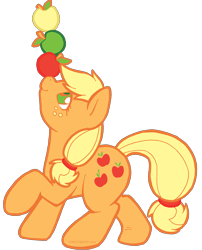 Size: 2003x2480 | Tagged: safe, artist:slightinsanity, applejack, earth pony, pony, apple, balancing, high res, ponies balancing stuff on their nose, simple background, solo, that pony sure does love apples, transparent background