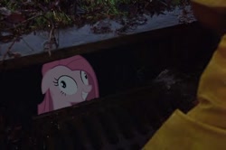 Size: 490x326 | Tagged: safe, pinkie pie, pony, it, pinkamena diane pie, pinkiewise, stephen king, stephen king's it, storm drain