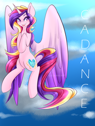 Size: 1024x1365 | Tagged: safe, artist:sugarberry, princess cadance, alicorn, pony, female, flying, horn, solo