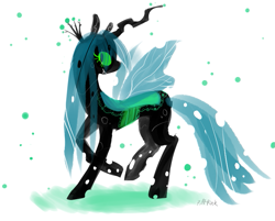 Size: 747x600 | Tagged: safe, artist:puffpink, queen chrysalis, changeling, changeling queen, female, solo