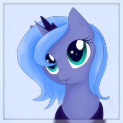 Size: 1208x1208 | Tagged: safe, artist:maravor, princess luna, alicorn, pony, filly, s1 luna, solo, starry eyes, wingding eyes, woona