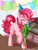 Size: 1600x2133 | Tagged: safe, artist:spittfireart, gummy, pinkie pie, earth pony, pony, balloon, cake, carrying, cupcake, cute, diapinkes, eyes closed, food, hat, mouth hold, one hoof raised, party, party hat, scruff, streamers