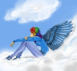 Size: 900x840 | Tagged: safe, artist:kulturschock, rainbow dash, converse, humanized, shoes, winged humanization