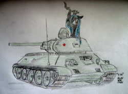 Size: 1024x753 | Tagged: safe, artist:blueboxdave, queen chrysalis, changeling, changeling queen, solo, t-34, t-34 stz, tank (vehicle)