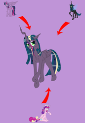 Size: 650x945 | Tagged: safe, artist:deusexequus, princess cadance, queen chrysalis, twilight sparkle, twilight sparkle (alicorn), oc, alicorn, changeling, changeling queen, pony, female, fusion, mare, simple background