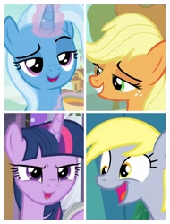 Size: 3106x4096 | Tagged: safe, derpibooru import, applejack, derpy hooves, trixie, twilight sparkle, twilight sparkle (alicorn), alicorn, earth pony, pegasus, pony, unicorn, miss /mlp/ 2019, quartet