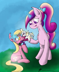 Size: 1050x1280 | Tagged: safe, artist:jorobro, lily, lily valley, princess cadance, alicorn, pony, female, horn