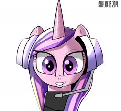 Size: 1691x1559 | Tagged: safe, artist:skyart301, princess cadance, alicorn, pony, female, headphones, horn, solo