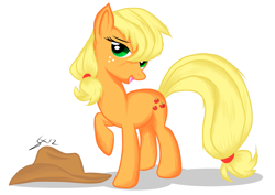 Size: 1491x1055 | Tagged: safe, artist:sierraex, applejack, earth pony, pony, bedroom eyes, raised hoof, solo