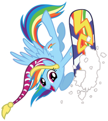 Size: 4440x4973 | Tagged: safe, artist:austiniousi, rainbow dash, pegasus, pony, absurd resolution, hat, snow, snowboard, solo, sports