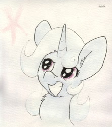 Size: 997x1128 | Tagged: safe, artist:slightlyshade, derpibooru import, trixie, pony, unicorn, female, grin, mare, smiling, solo, traditional art