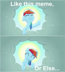 Size: 720x800 | Tagged: safe, rainbow dash, pegasus, pony, meme, meta, or else, or else meme