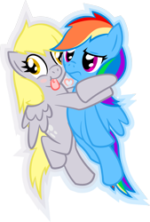 Size: 990x1461 | Tagged: safe, artist:turbulosus, derpy hooves, rainbow dash, pegasus, pony, female, mare