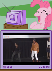 Size: 562x770 | Tagged: safe, pinkie pie, human, pony, event, exploitable meme, gavan, ichijouji retsu, jumoji geki, kenji ohba, laughingpie, meme, space sheriff gavan, total zero, tv meme, yuma ishigaki