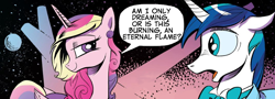 Size: 1072x384 | Tagged: safe, idw, princess cadance, shining armor, alicorn, pony, unicorn, neigh anything, spoiler:comic12, 80s, bangles, comic, eternal flame, song reference, the bangles