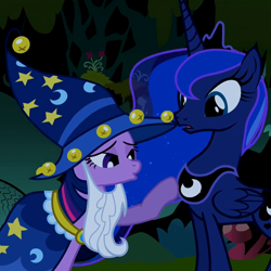 Size: 720x720 | Tagged: safe, screencap, princess luna, twilight sparkle, alicorn, pony, luna eclipsed, cropped