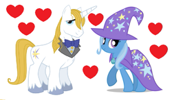 Size: 583x341 | Tagged: safe, derpibooru import, edit, prince blueblood, trixie, pony, bluetrix, female, male, shipping, straight