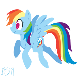 Size: 500x500 | Tagged: safe, artist:ponett, rainbow dash, pegasus, pony, blue mane, female, mare, multicolored mane