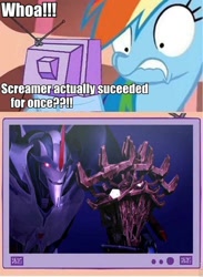 Size: 702x960 | Tagged: safe, rainbow dash, pegasus, pony, exploitable meme, meme, omega keys, starscream, starscream vs rainbow dash, transformers, tv meme