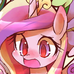 Size: 300x300 | Tagged: safe, artist:kolshica, princess cadance, alicorn, pony, crown, female, horn, mare, multicolored mane, panel, solo