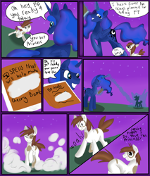 Size: 1580x1857 | Tagged: source needed, safe, artist:jbond, pipsqueak, princess luna, alicorn, pony, age progression, book, comic, older, painting, transformation