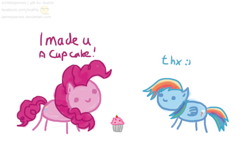 Size: 1224x697 | Tagged: safe, artist:jamesjaames, pinkie pie, rainbow dash, earth pony, pegasus, pony, cupcake, my little scribble, scribble, scribbles