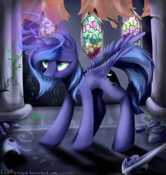 Size: 1024x1075 | Tagged: safe, artist:katemaximova, princess luna, alicorn, pony, friendship is magic, s1 luna, scene interpretation, solo