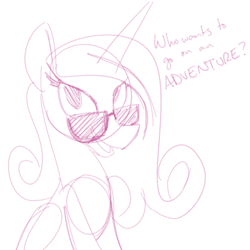 Size: 700x700 | Tagged: safe, artist:goat train, princess cadance, alicorn, pony, looking at you, monochrome, open mouth, sketch, solo, sunglasses