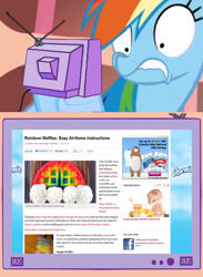 Size: 563x771 | Tagged: safe, rainbow dash, pegasus, pony, exploitable meme, meme, news, tv meme, waffle