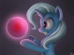 Size: 1600x1200 | Tagged: safe, artist:luminousdazzle, derpibooru import, trixie, pony, unicorn, female, grin, magic, mare, solo