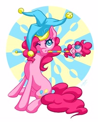 Size: 3508x4348 | Tagged: safe, artist:miss-straydoll, pinkie pie, earth pony, pony, costume, hat, jester, jester pie