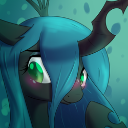 Size: 1280x1280 | Tagged: safe, artist:futaku, queen chrysalis, changeling, changeling queen, blushing, cute, cutealis, solo