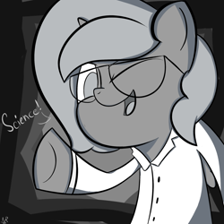 Size: 2000x2000 | Tagged: safe, artist:narmet, princess luna, alicorn, pony, filly, grayscale, monochrome, moonstuck, science woona, solo, woona