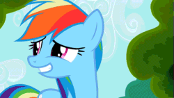 Size: 853x480 | Tagged: safe, screencap, mare do well, rainbow dash, pegasus, pony, the mysterious mare do well, animated, blush sticker, blushing, cute, dashabetes, gif, loop, smiling, solo