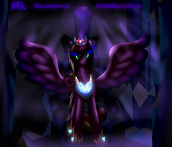 Size: 4000x3429 | Tagged: safe, artist:pshyzomancer, princess cadance, alicorn, pony, halloween, hidden messages, nightmare cadance, nightmare night, nightmarified, sombra eyes