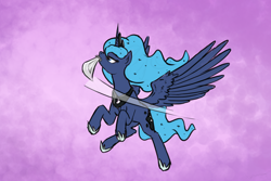 Size: 3000x2000 | Tagged: safe, artist:php18, princess luna, alicorn, pony, female, mare, mouth hold, s1 luna, solo, sword, weapon